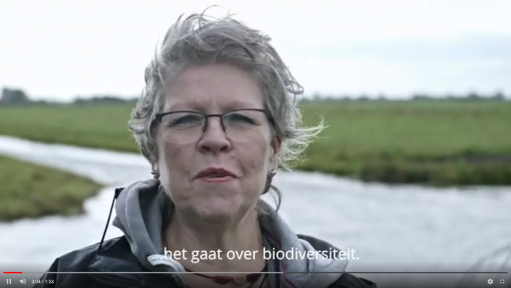 Statenlid Ariëtte Kasbergen met op de achtergrond een weiland