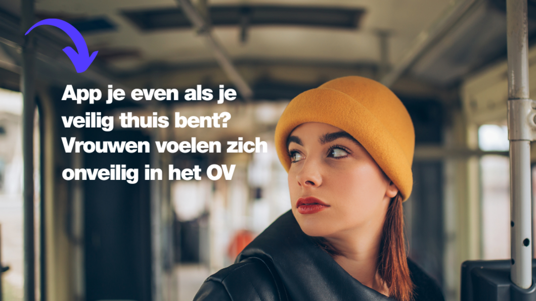 Stock foto van een vrouw in het OV die opzij kijkt