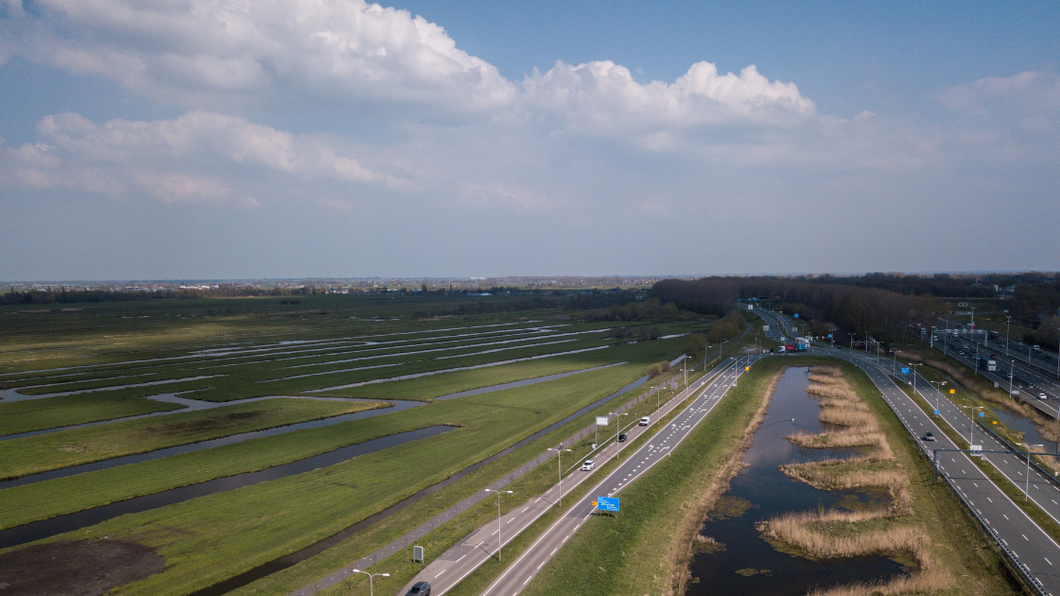 Drone foto Zuid-Hollands landschap