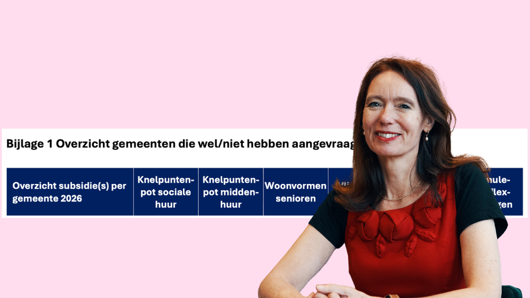 Roze achtergrond foto Anne Koning en knipsel subsidies