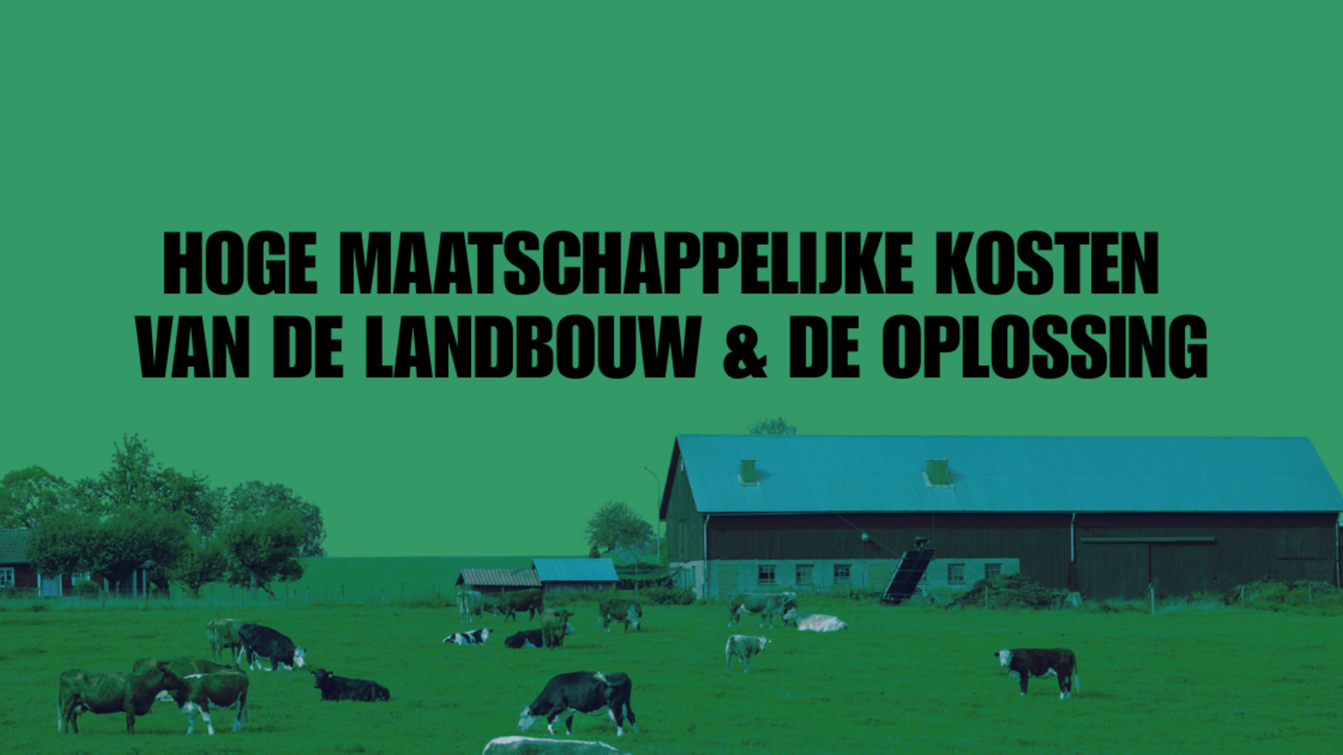 Groene achtergrond met titel en foto van boerderij