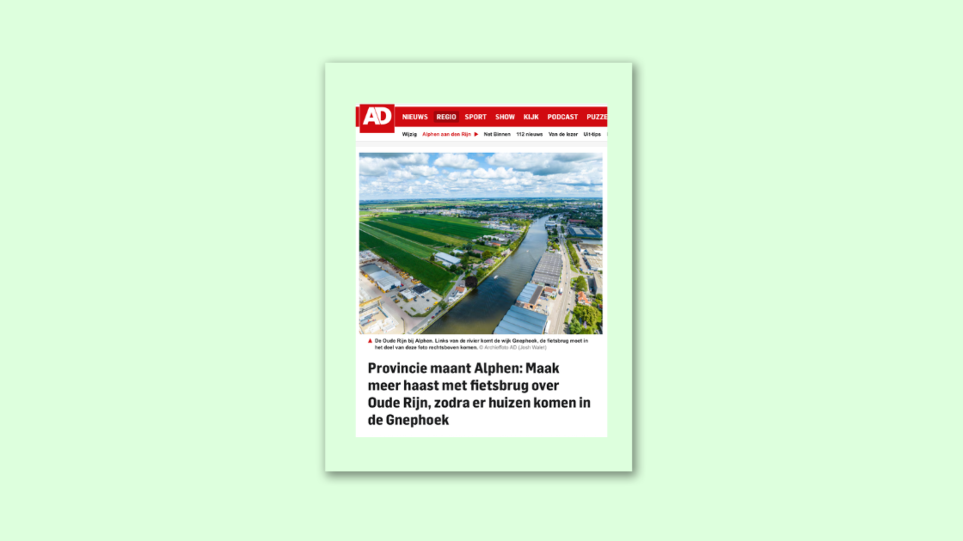 groene achtergrond krantenknipsel over Gnephoek